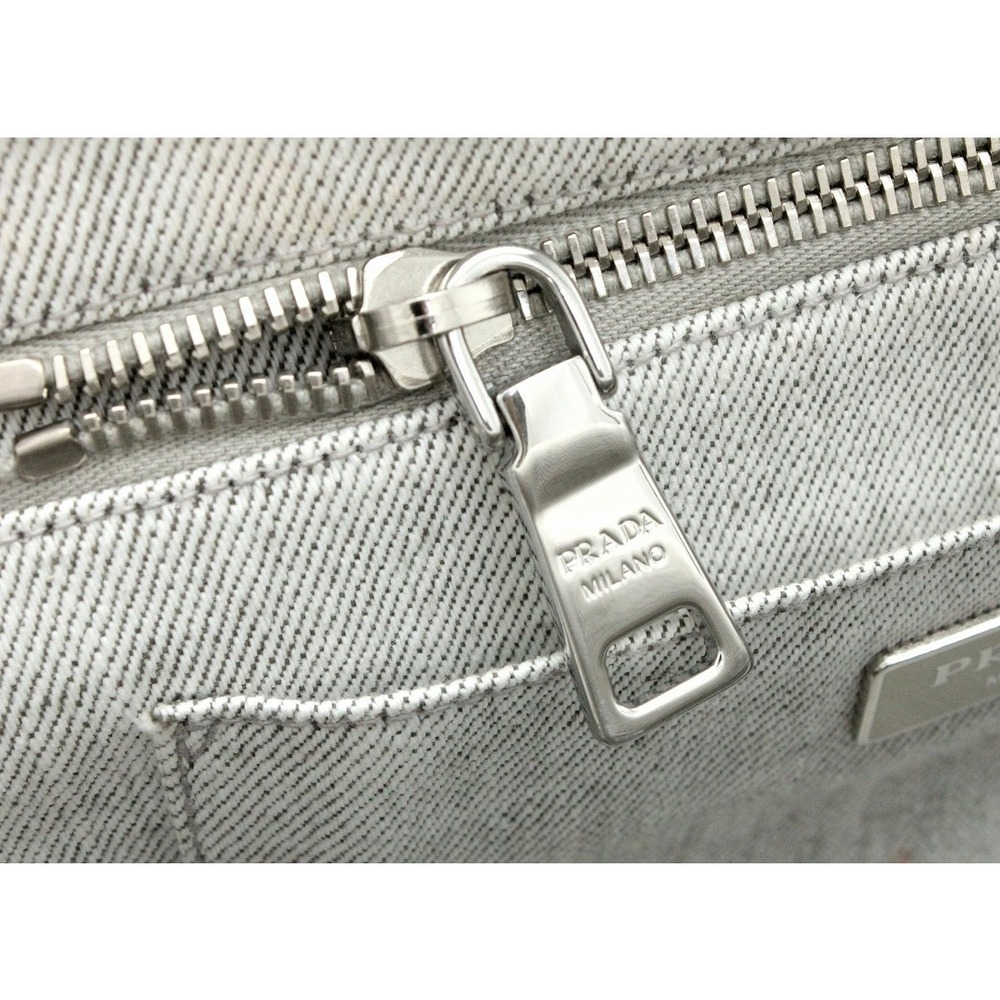 Prada Bijou Canapa Blue Denim Tote Bag Handbag Studded - Picture 6 of 9